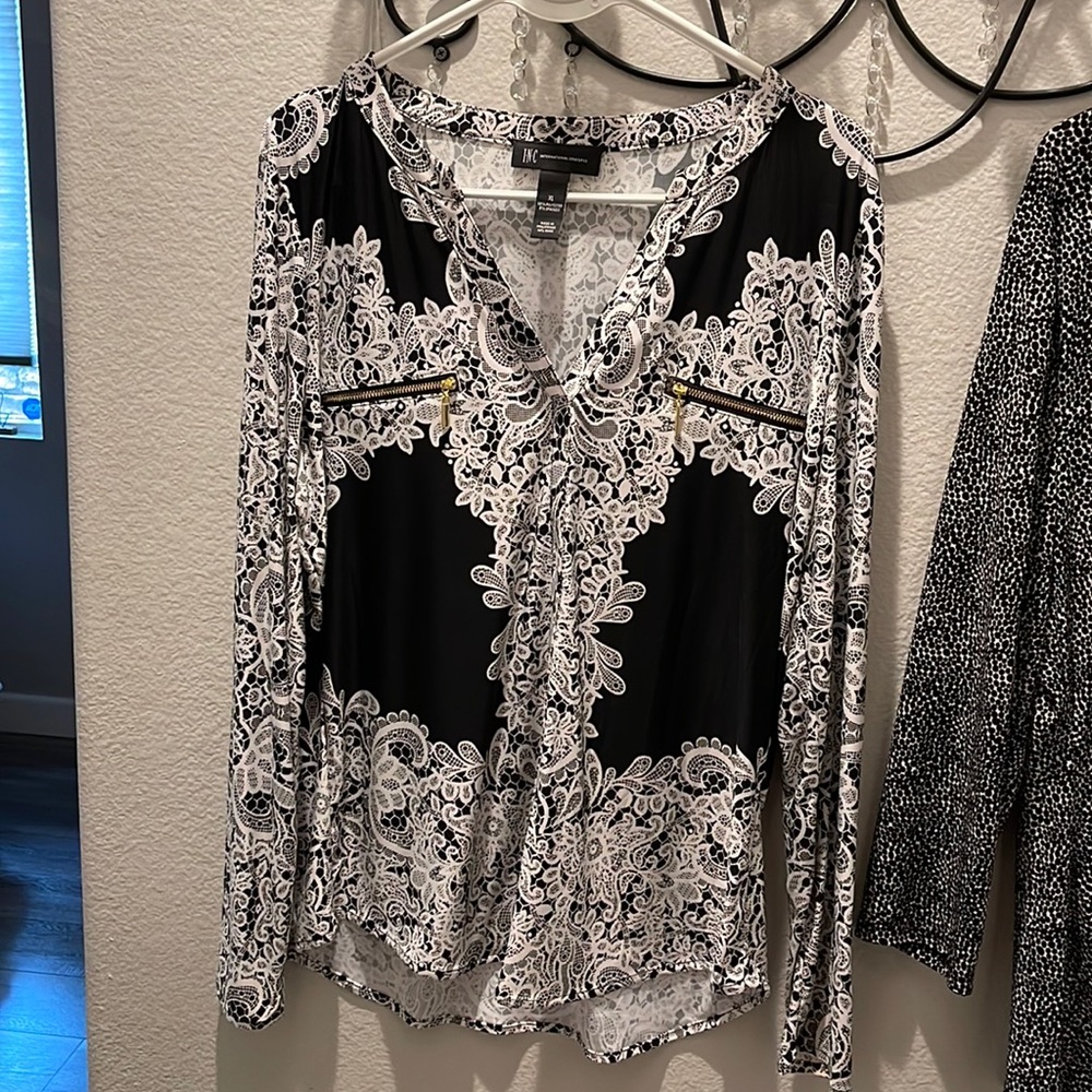 Black and white blouse
